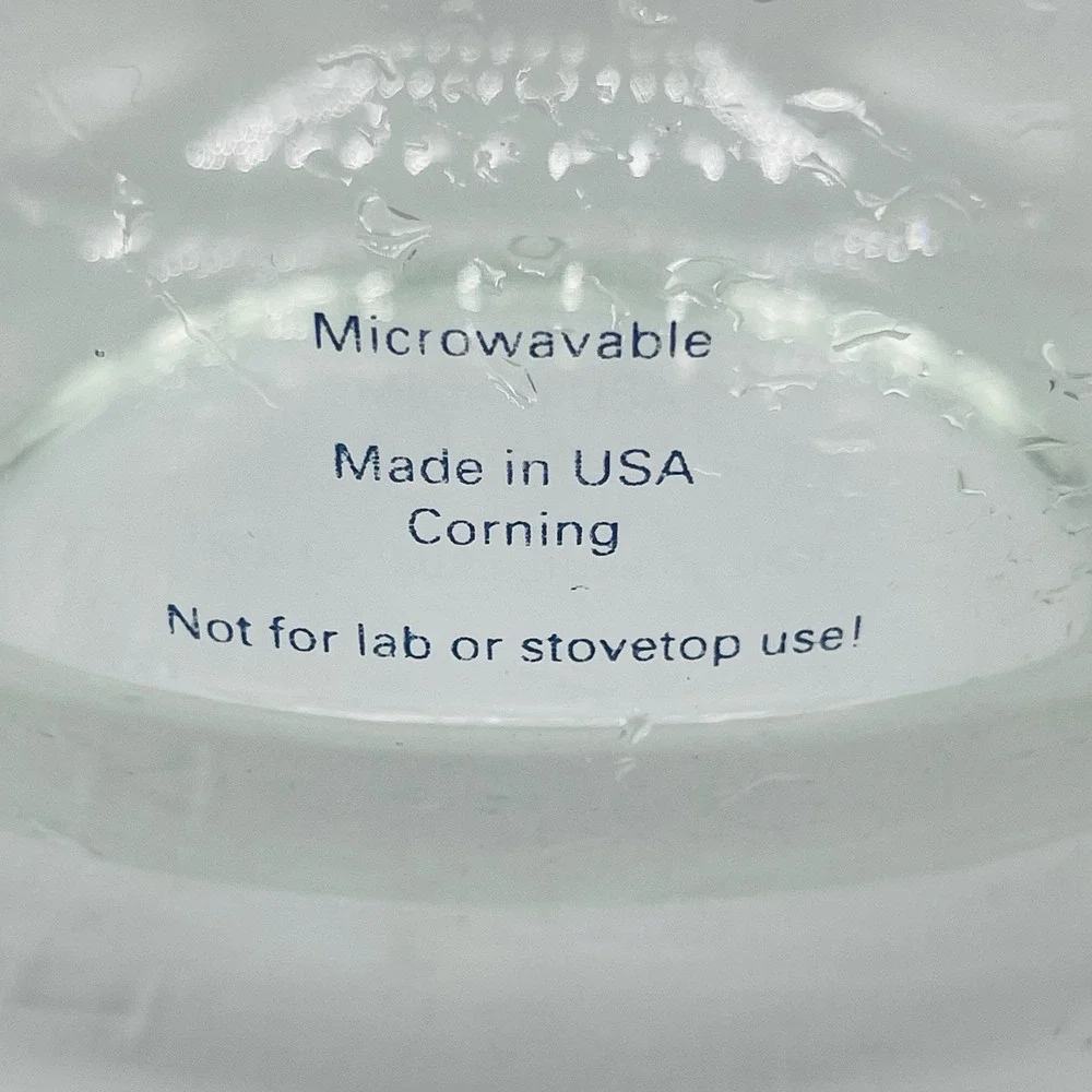 VTG Pyrex 8 Cup 64oz 2L 2Q HUGE Glass Handled Measuring Cup Blue Letters RARE